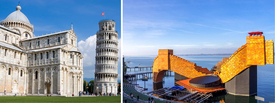 Det skæve tårn i Pisa og Lago Puccini, Italien